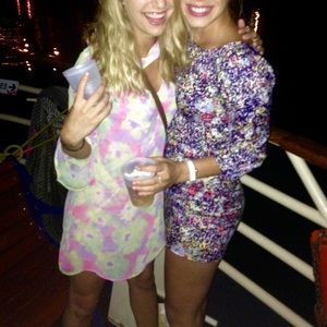 Patterned 3/4 sleeve slip dress